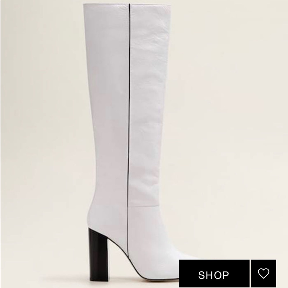 Mango Paula white leather knee boot size 7 or 7.5